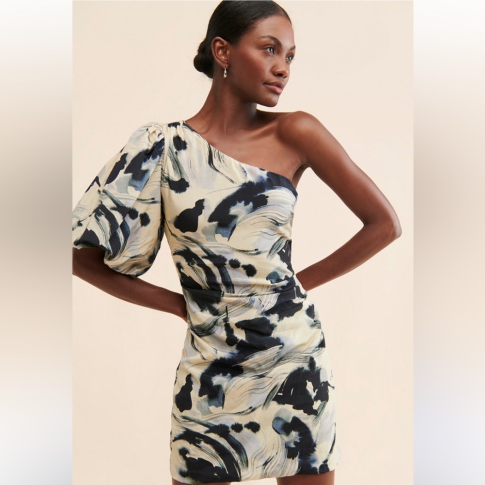 Freepeople One-Shoulder Dress in Black and Cream